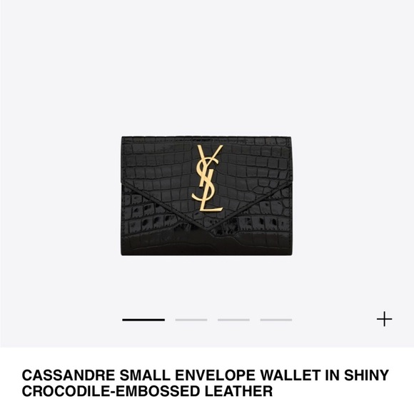 Yves Saint Laurent Black and Gold Crocodile-Embossed Wallet FIRM - Picture 1 of 14